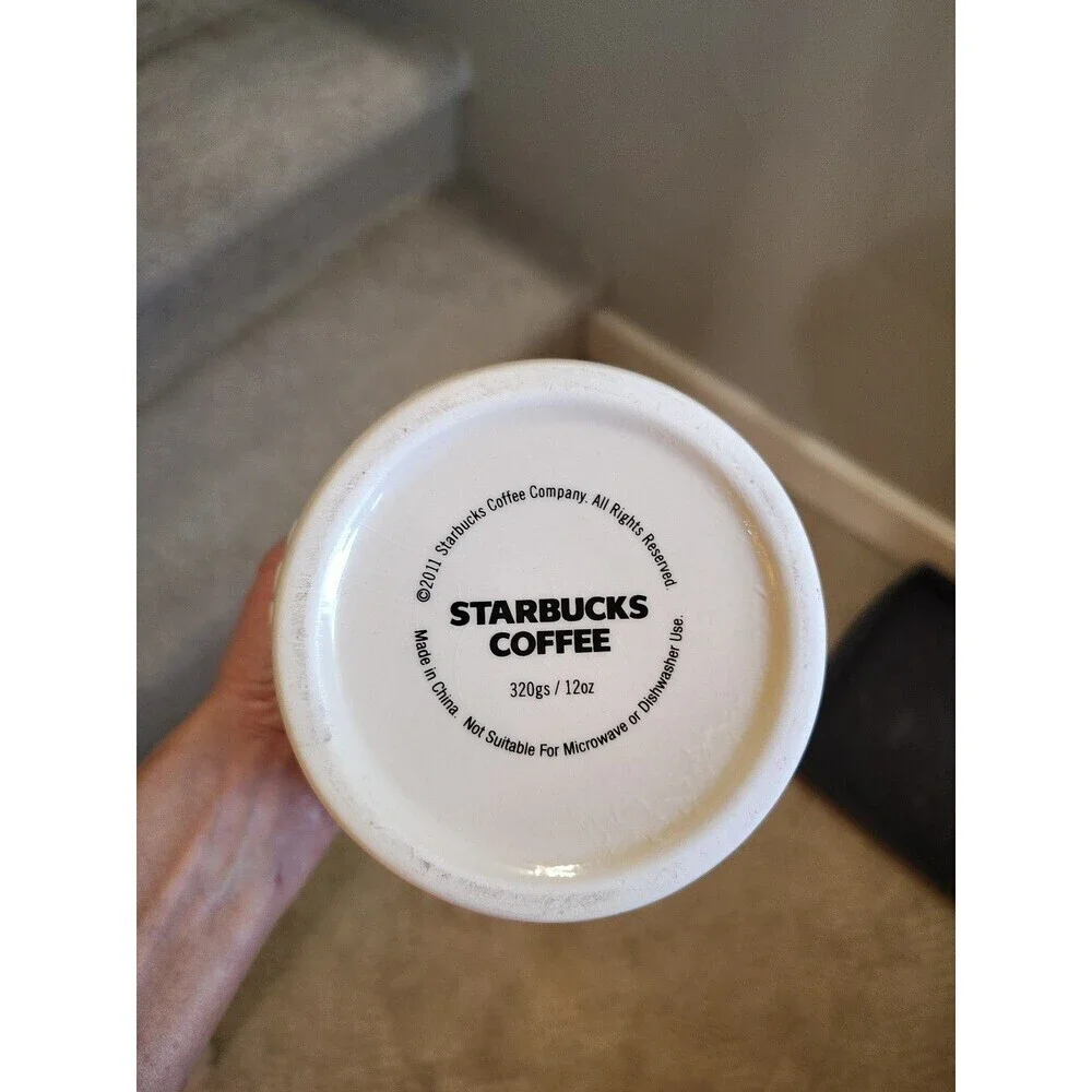 2011 Starbucks Red white Holiday Snowflake Ceramic Coffee Canister 7